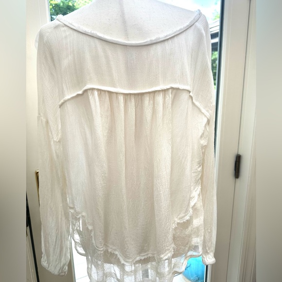 Free People XS EUC Oversized Crinkle-Wrinkle Dolman Sleeve Button Front Blouse - Picture 6 of 11